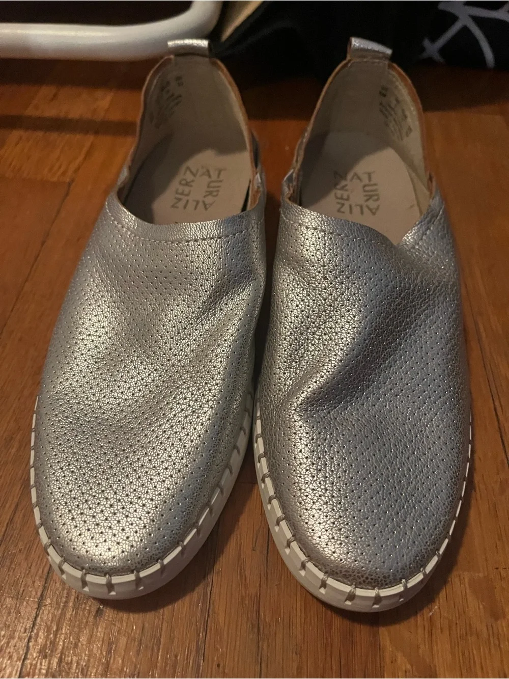 Naturalizer Metallic Silver Slip-On Loafers Size 5
